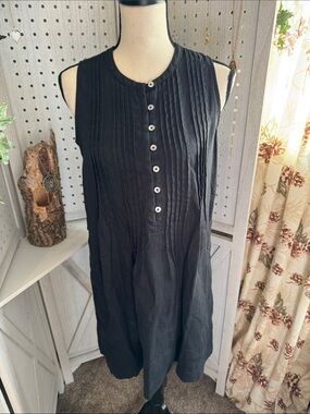 Quince European Linen Sleeveless Swing Dress – Black – Size XS